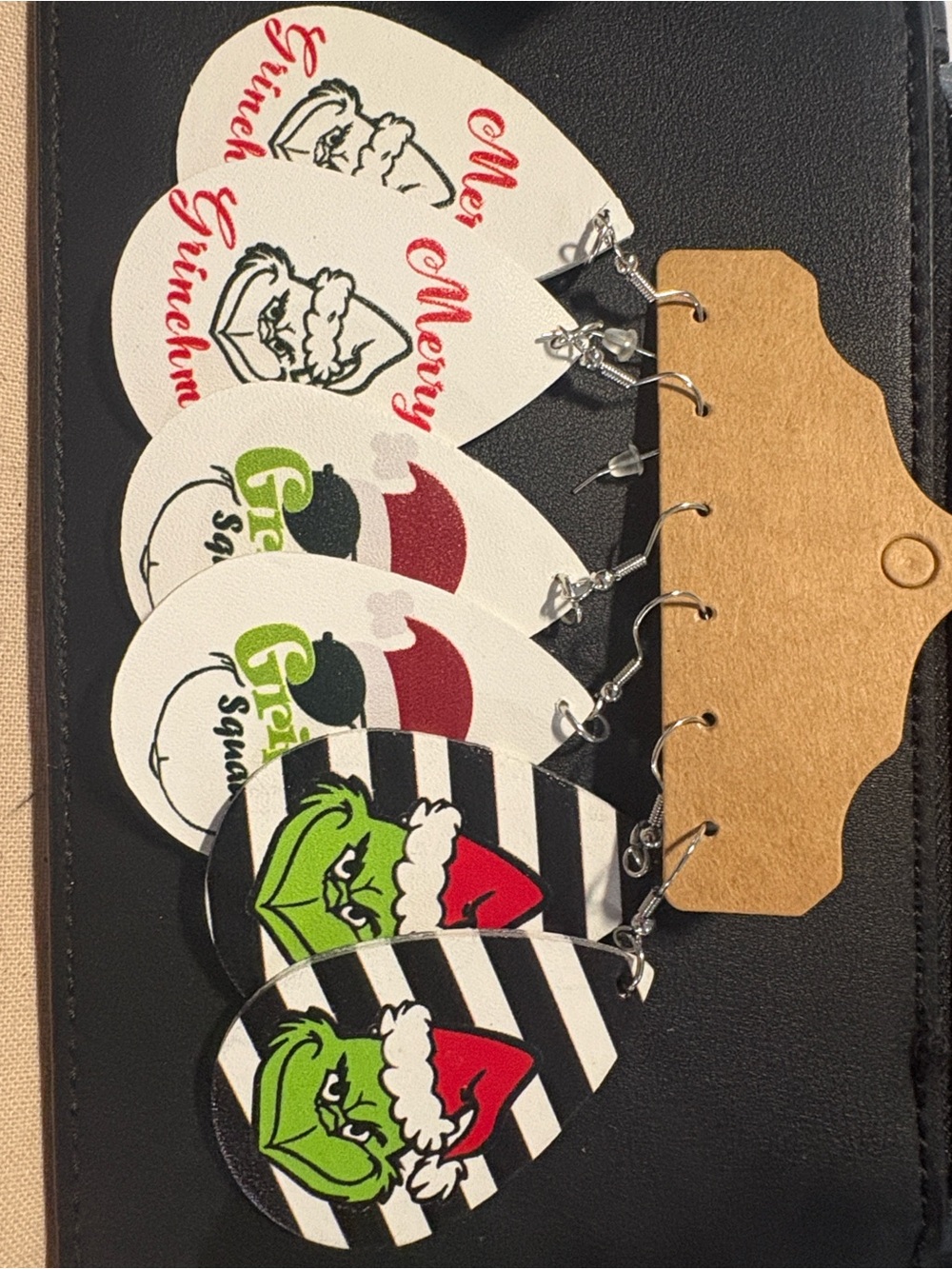 Grinch Holiday Teardrop Earrings - Green & Red